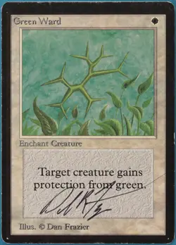 Green Ward Beta PLD White Uncommon SIGNED MAGIC MTG CARD (ID# 208082) ABUGames - Image 1