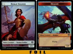 1x MTG - HUMAN SOLDIER \ DRAGON TOKEN #06/21 - FOIL - Commander Masters - Image 1