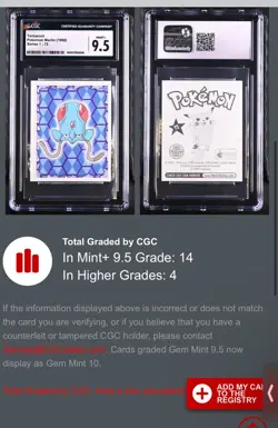 CGC 9.5 1999 #72 Tentacool Pokemon Series 1 Sticker Topps Merlin Vintage Rare S7 - Image 4