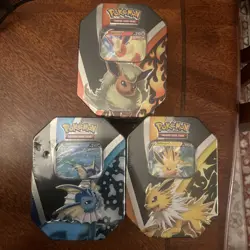 Pokemon TCG Eevee Evolutions Tins (Set of 3) - Vaporeon, Jolteon, Flareon - Image 1