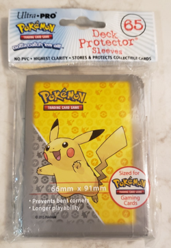 65ct Ultra Pro POKEMON Trading Card Pikachu Sleeves STANDARD 2015 yellow grey - Image 1