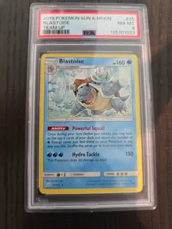 2019 PSA 8 NM-MT Blastoise Team Up Rare Pokemon Card 25/181 Sun & Moon Era - Image 1