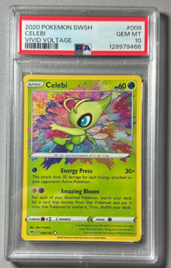 2021 Pokemon Vivid Voltage 009/185 Celebi Amazing Rare Holo PSA 10 Graded QTY - Image 1