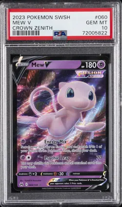 2023 POKEMON SWORD & SHIELD CROWN ZENITH #060 MEW V PSA 10 - Image 1
