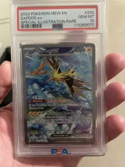 PSA 10 GEM MINT Zapdos Ex 202/165 SIR Special Illustration Rare Pokemon 151 SV - Image 1
