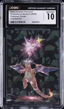 2023 POKEMON PROMO STICKERS DARK TERASTAL CHARIZARD CGC 10 GEM MINT - Image 1