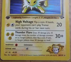 Lt. Surge's Jolteon 28/132 1st Edition Rare Non-Holo Gym Challenge Pokemon MP - Image 3