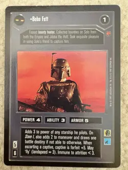 Star Wars CCG 1997 Boba Fett Card Cloud City Rare PWE Tracking - Image 1