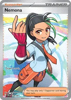 Nemona 229/091 Paldean Fates Full Art Trainer Pokemon Card LP - Image 1