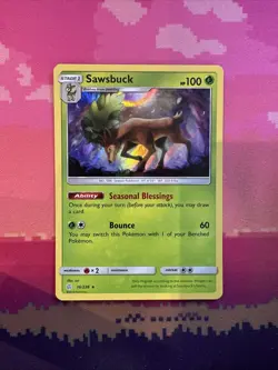 Pokemon Card Sawsbuck Cosmic Eclipse Holo Rare 16/236 Near Mint - Image 1