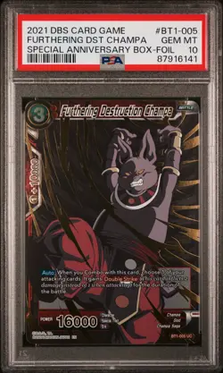 Champa BT1-005 Alt Art FOIL Gold Stamped Dragon Ball Super Card Game PSA 10 - Image 1