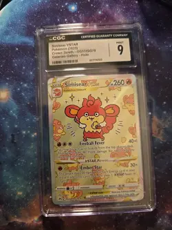 CGC 9 MINT Pokemon Simisear VSTAR Crown Zenith: Galarian Gallery GG37/GG70 Card - Image 1