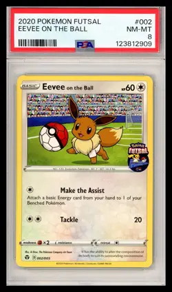 2020 Pokemon Futsal Eevee on the Ball #002 PSA 8 - Image 1