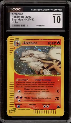 Pokemon Arcanine Skyridge Holo Rare #H2 CGC 10 Gem Mint - Image 1
