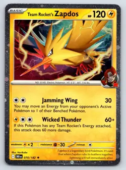 Team Rocket's Zapdos (Cosmos Holo) Blister Pack Promo Rare Pokemon - Image 1