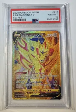 2020 Pokemon SWSH Zamazenta V Gold Secret Rare 212/202 PSA 10 GEM MINT-Legendary - Image 1