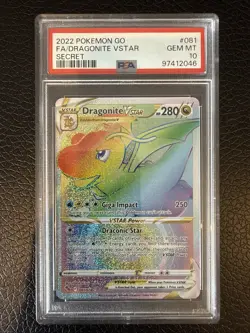 PSA 10 Pokemon Go 2022 Rainbow Dragonite 081/078 VStar Full Art #081 Secret GEM - Image 1