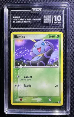 TAG 10 GEM MINT Pokemon Illumise 32/106 EX Emerald 2005 Card - Image 1