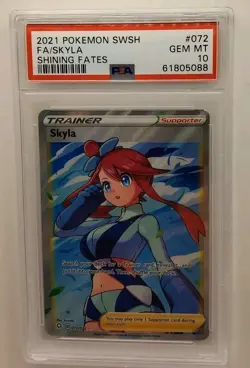 Skyla PSA 10 GEM MINT 072/072 Shining Fates Full Art Trainer Pokemon Card 2021 - Image 3