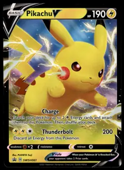 Pokemon TCG SWSH: Sword & Shield Promo Cards #SWSH061 Pikachu V LP - Image 1