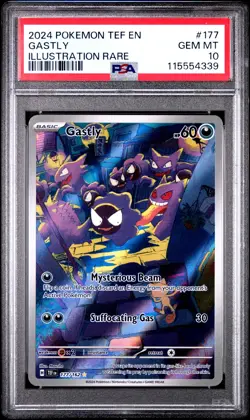 2024 POKEMON TEF EN-TEMPORAL FORCES ILLUSTRATION RARE #177 GASTLY PSA 10 - Image 1