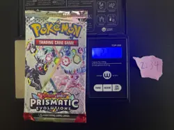 GOD PACKU 22.34g VERY HEAVY Prismatic Evolutions Pokemon Sealed Booster Pack New - Image 1