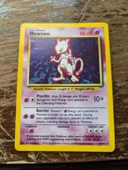 Pokemon TCG Mewtwo 10/102 1999 Base Set Holo Unlimited Rare Foil - Image 1