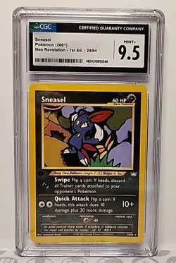 Sneasel 1st Edition 24/64 Neo Revelation 2001 Pokemon WOTC Card Graded CGC 9.5 - Image 1