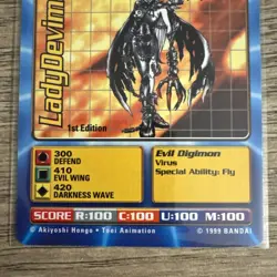 LadyDevimon BO-22 Digimon Card 1st Edition NM 2000 Digi-Battle Series 1 - Image 3