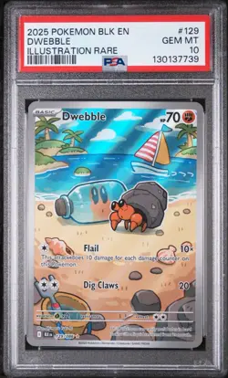 Pokemon Black Bolt Dwebble Illustration Rare Card 129/086 PSA 10 - Image 1