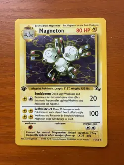 1st first Edition Holo Magneton #11/62 1999 Fossil Set Pokemon Card WOTC Vintage - Image 1
