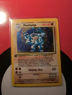 Pokemon TCG Machamp 1st Edition Holo Rare Card Base Set 8/102 - Image 1
