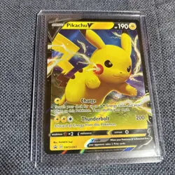 Pokemon TCG Pikachu v SWSH061 Full Art Holo Card Sword and Shield Promo - Image 1