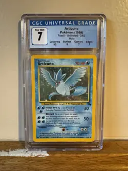 CGC 7 NEAR MINT Articuno 2/62 HOLO RARE Fossil Pokemon Card - Image 1