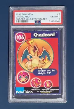 Pokemon Charizard PSA 10 Burger King #6 Gem Mint 1999 Non-Holo - Image 1