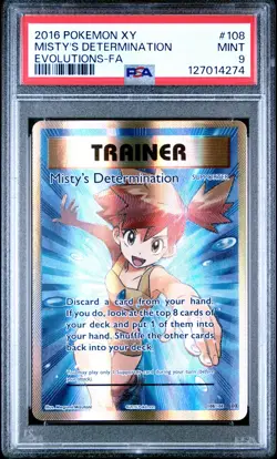 2016 POKEMON XY EVOLUTIONS #108 FULL ART/MISTY'S DETERMINATION PSA 9 - Image 1