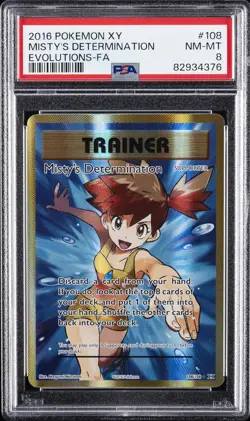 2016 POKEMON XY EVOLUTIONS #108 FULL ART/MISTY'S DETERMINATION PSA 8 - Image 1