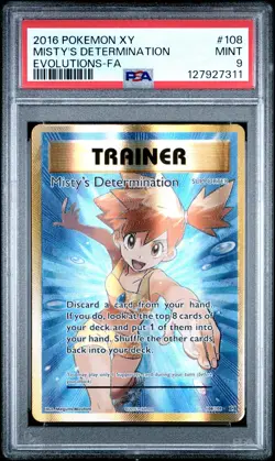 2016 POKEMON XY EVOLUTIONS #108 FULL ART/MISTY'S DETERMINATION PSA 9 - Image 1