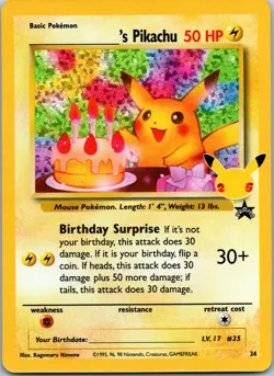 Pokemon TCG Birthday Pikachu 24/53 Celebrations Classic Collection NM - Image 1