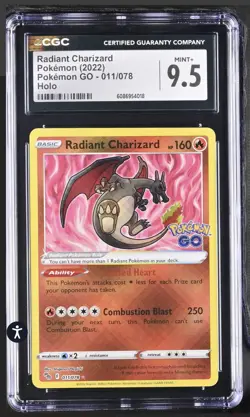 🔥 MINT 9.5 CGC Pokemon Radiant Charizard Holo 2022 Pokemon GO 011/078 (not PSA) - Image 1