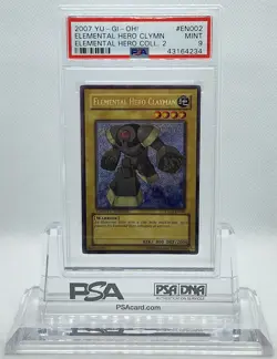 YUGIOH EHC2-EN002 ELEMENTAL HERO CLAYMAN SECRET RARE HOLO PSA 9 MINT #43164234 - Image 1