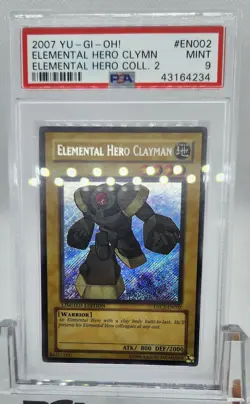 YUGIOH EHC2-EN002 ELEMENTAL HERO CLAYMAN SECRET RARE HOLO PSA 9 MINT #43164234 - Image 3