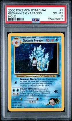2000 Pokemon Gym Challenge Giovanni's Gyarados Holo Rare Card #5 Graded PSA 8 - Image 1