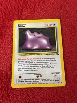 Ditto 3/62 Fossil Holo Wotc Pokemon Card Vintage Played - Image 1