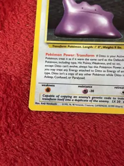 Ditto 3/62 Fossil Holo Wotc Pokemon Card Vintage Played - Image 4