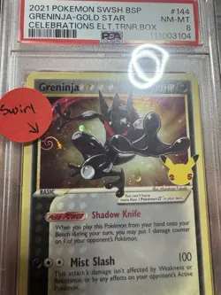 POKEMON SWSH144 GRENINJA BLACK STAR PROMO CELEBRATIONS PSA 8 WITH SWIRL NEW CERT - Image 1
