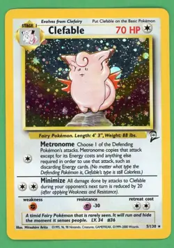 Clefable Pokemon Base Set 2 Holo 5/130 - Image 1
