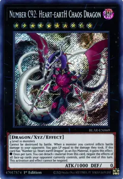Yugioh! LP Number C92: Heart-eartH Chaos Dragon - BLAR-EN069 - Secret Rare - 1st - Image 1