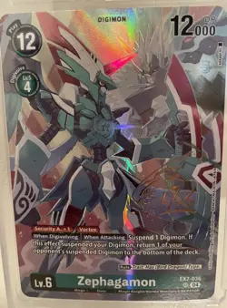 Digimon Card Zephagamon EX7-036 Signed SR Parallel English NM - (Rare Pull) - Image 2