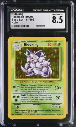 CGC 8.5 Nidoking 1999 Base Set 11/102 Holo Pokemon Card - Image 1